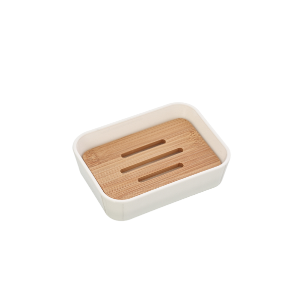 Portasapone bianco in bambu