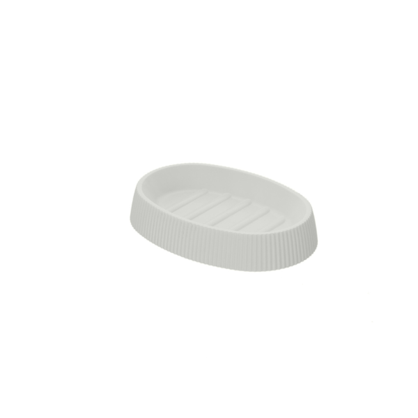 Portasapone bianco in plastica da appoggio zigrinato