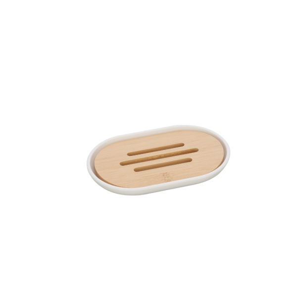 portasapone bianco in bambu