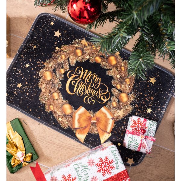 Tappeto Natalizio Merry Christmas Black