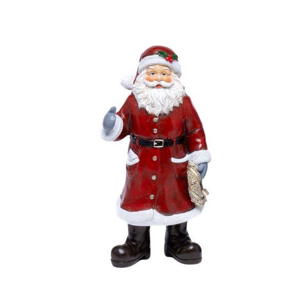 Babbo Natale Decorativo con Ghirlanda dorata – 26 cm