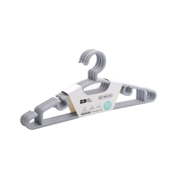 Set di 5 Grucce in plastica grigio