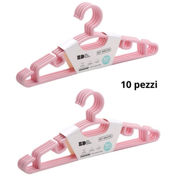 Set di 10 Grucce in plastica rosa