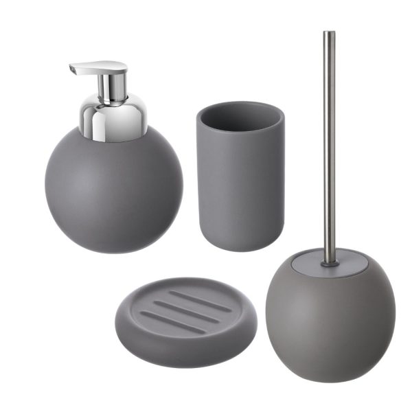 set 4 accessori grigio in ceramica