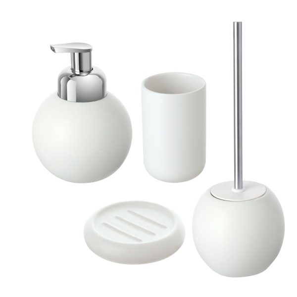 set 4 accessori bianco in ceramica