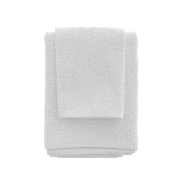 Set 2 Asciugamani Bianco Viso e Ospite in Cotone 100%