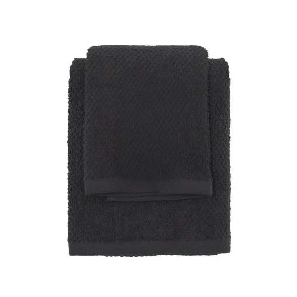 Set 2 Asciugamani Nero Viso e Ospite in Cotone 100%