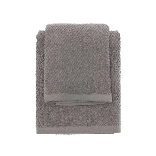 Set 2 Asciugamani Grigio Viso e Ospite in Cotone 100%