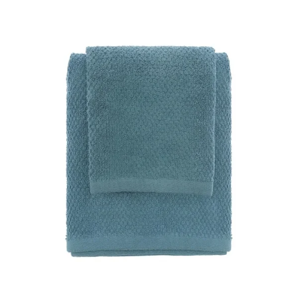 Set 2 Asciugamani Blu Pastello Viso e Ospite in Cotone 100%