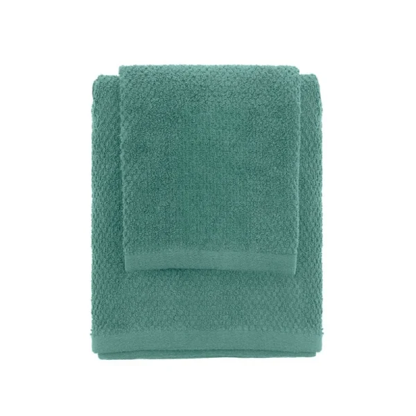 Set 2 Asciugamani Verde Viso e Ospite in Cotone 100%