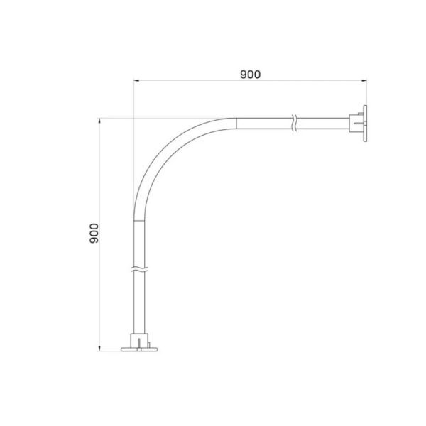 Asta Tenda Doccia Angolare Cromata in Acciaio 90 x 90 cm