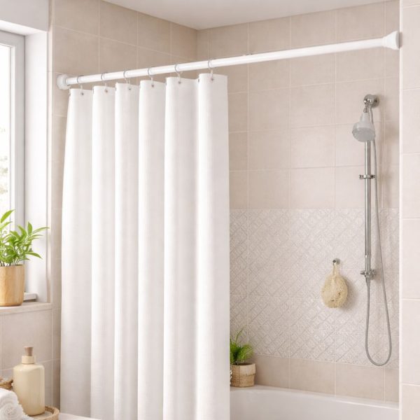 Asta Tenda Doccia Bianca in Acciaio Da 75 a 125 cm