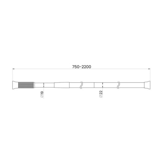 Asta Tenda Doccia Dritta Bianca in Acciaio Da 75 a 220 cm