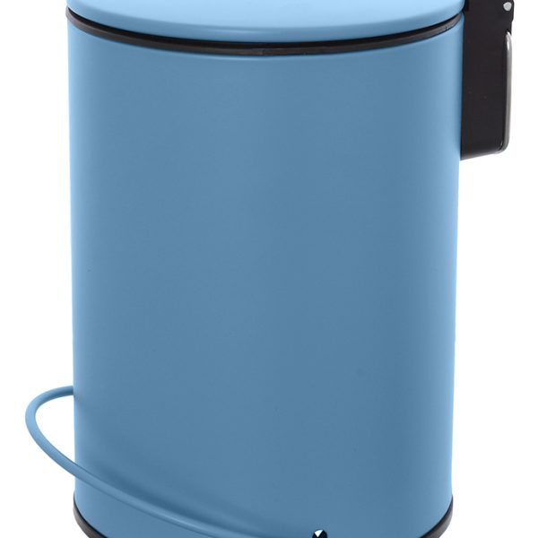 Pattumiera da Bagno Blu Pastello in Acciaio 3L