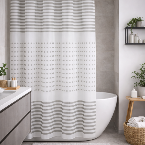 Tenda Doccia Beige in PEVA con Ganci Inclusi L 180 &times; H 200 cm