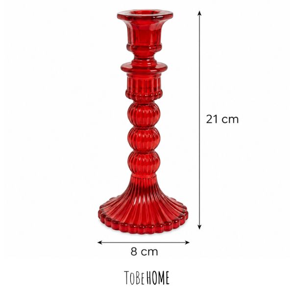Portacandela in Vetro Rosso